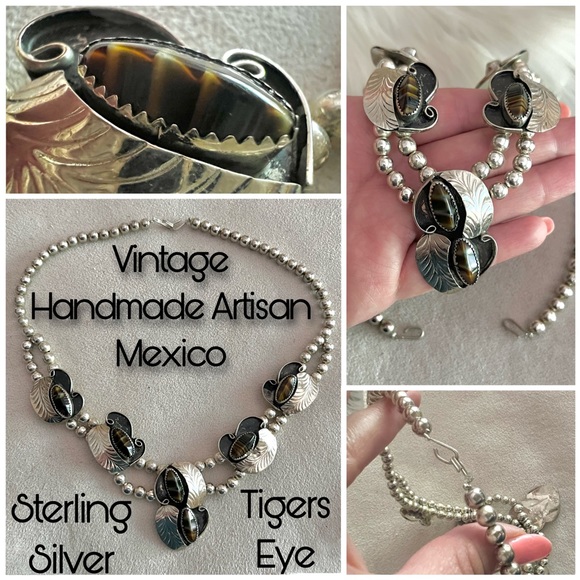Artisan Handmade Large tigers eye necklace Made in Mexico - Picture 1 of 9